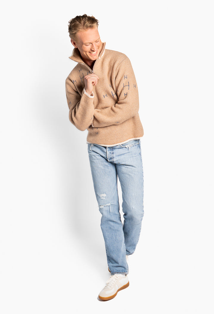 Iben Half Zip Beige Melange