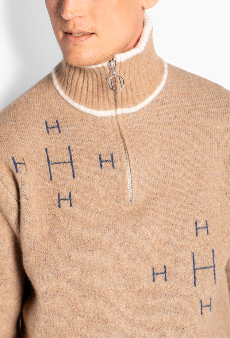 Iben Half Zip Beige Melange