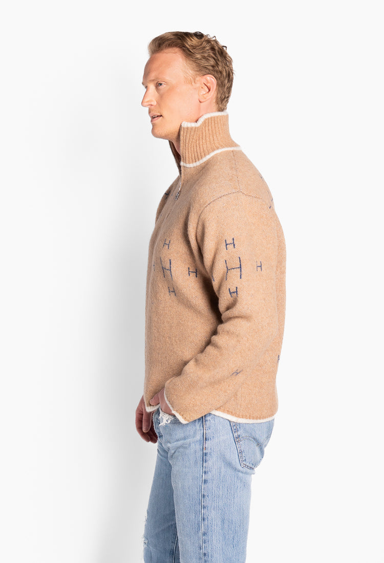 Iben Half Zip Beige Melange