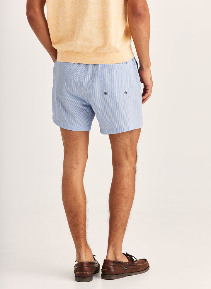 Morris Seersucker Bathing Trunks Light Blue