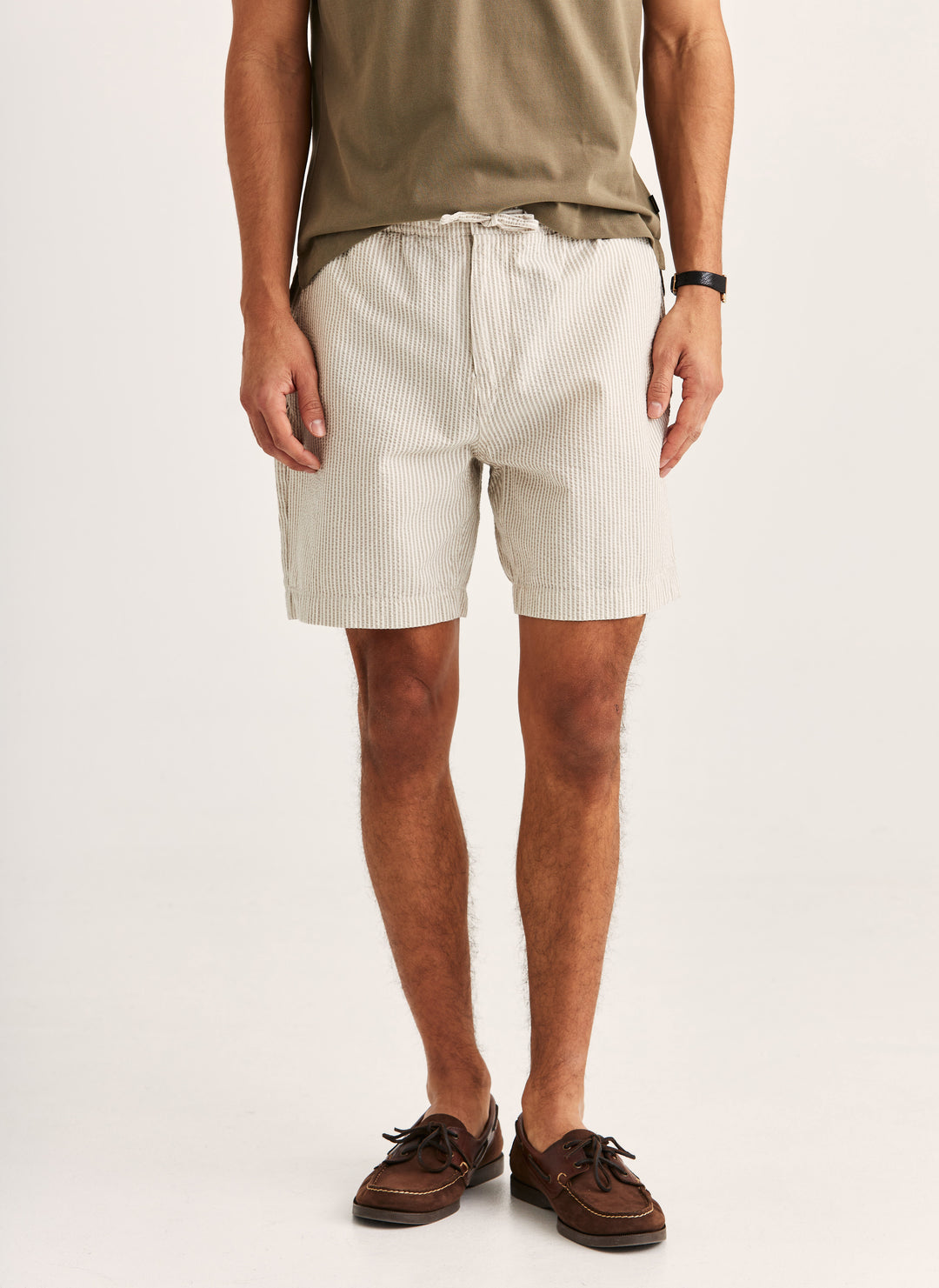 Morris Fenix Seersucker Shorts Khaki