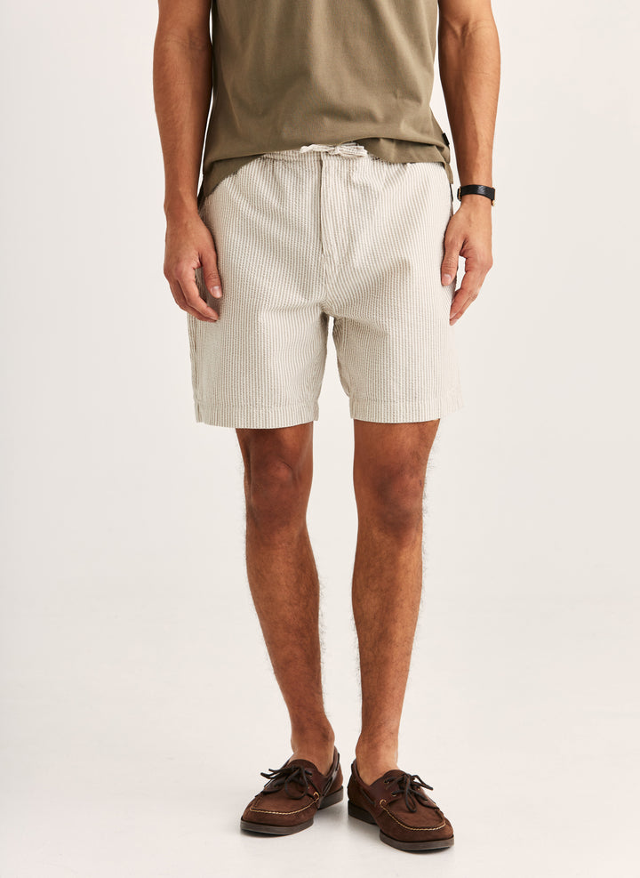 Morris Fenix Seersucker Shorts Khaki