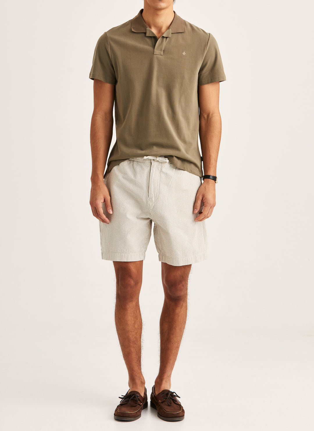Morris Fenix Seersucker Shorts Khaki