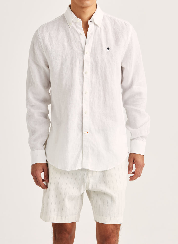 Morris Douglas Linen Shirt-Classic Fit Off White