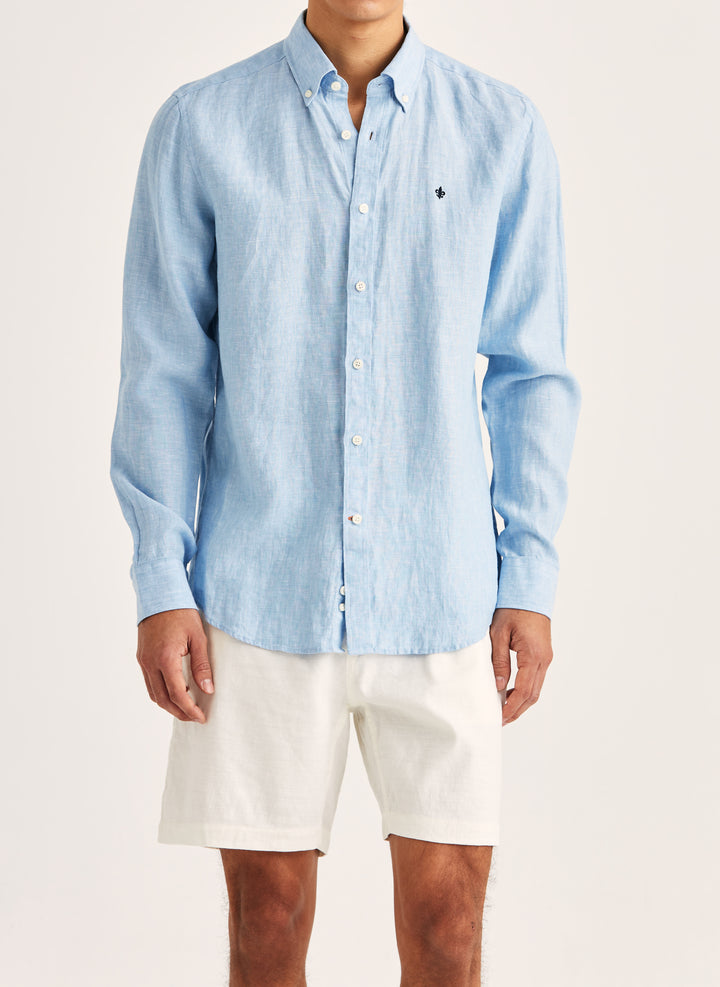 Morris Douglas Linen Shirt-Classic Fit Blue