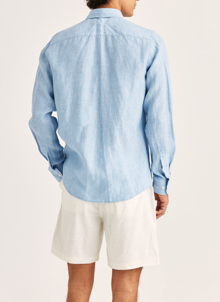 Morris Douglas Linen Shirt-Classic Fit Blue