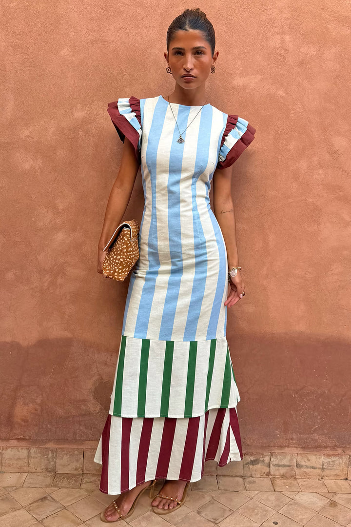 Never Fully Dressed Blue Stripe Alena Midi Dress