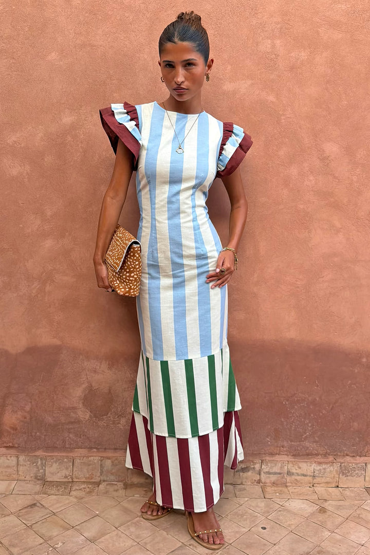 Never Fully Dressed Blue Stripe Alena Midi Dress