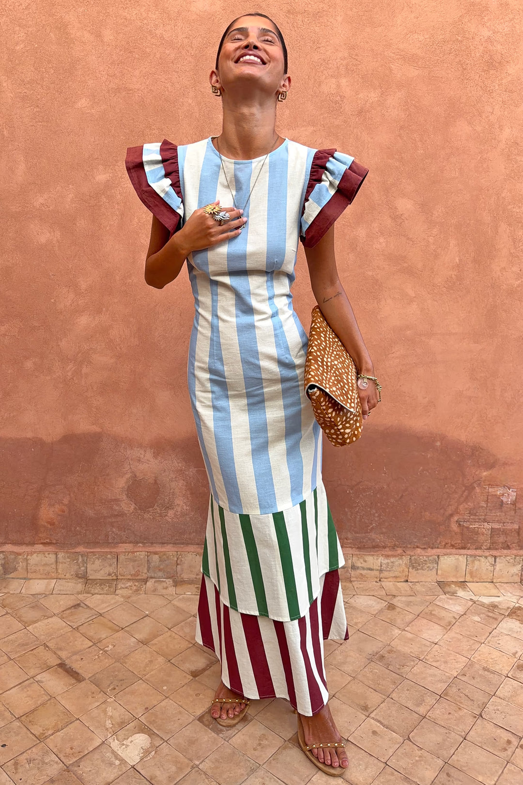 Never Fully Dressed Blue Stripe Alena Midi Dress