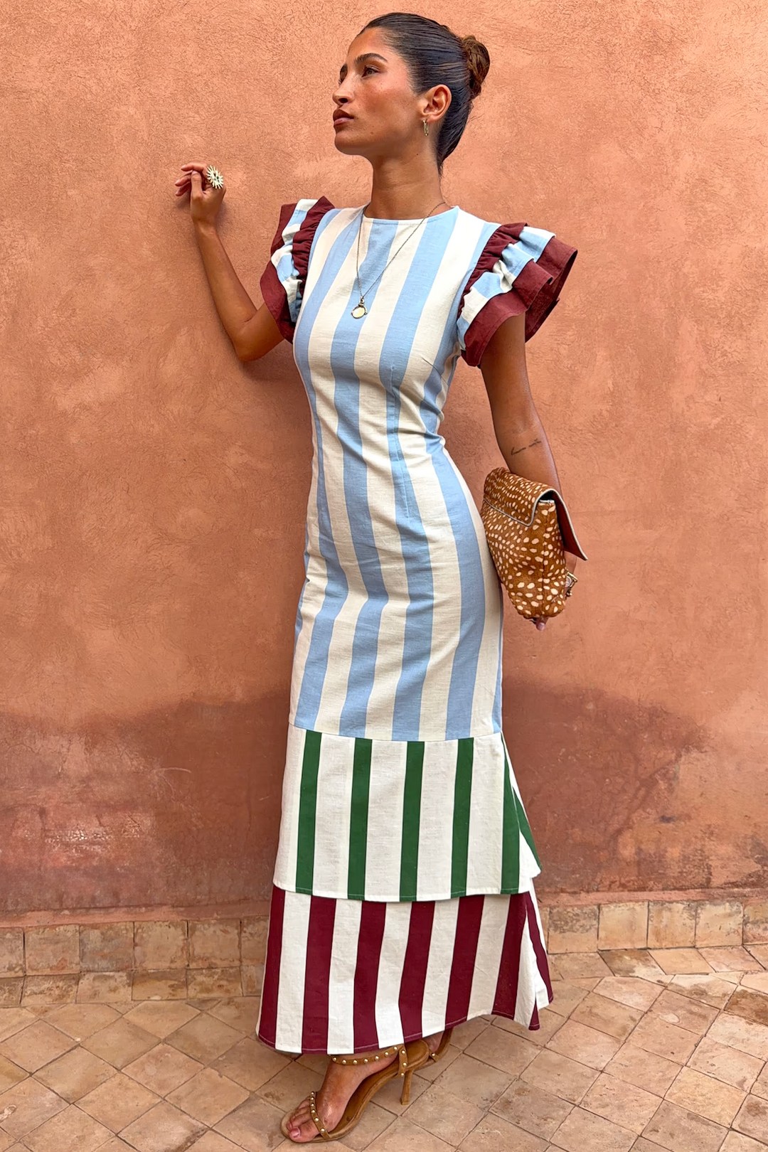 Never Fully Dressed Blue Stripe Alena Midi Dress