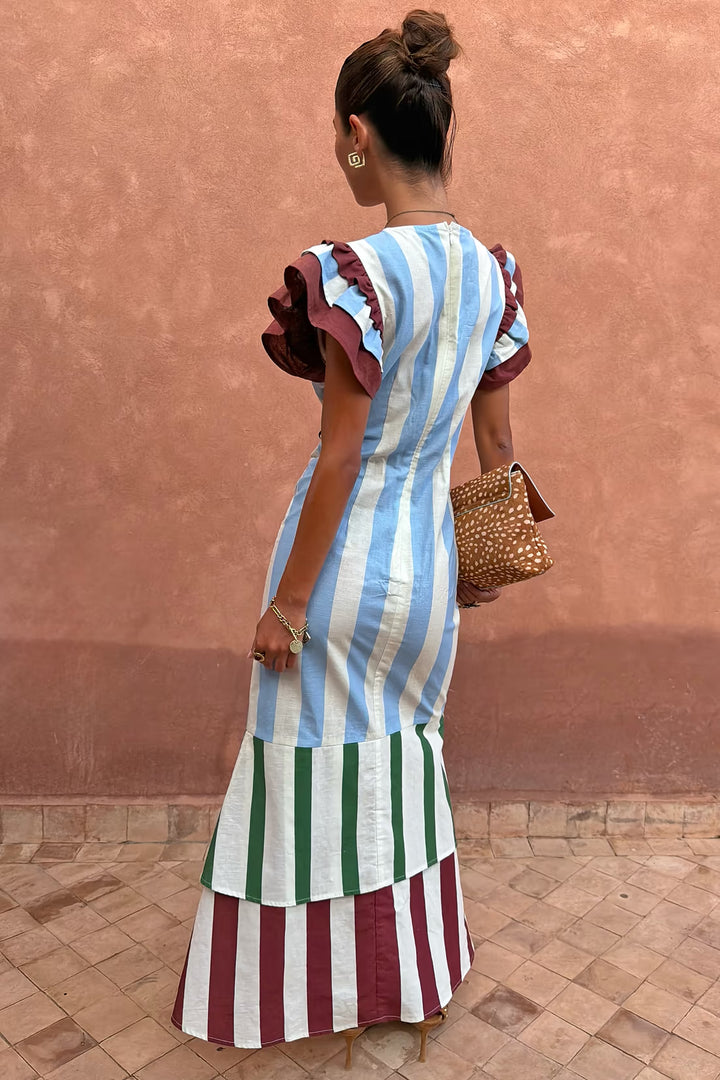 Never Fully Dressed Blue Stripe Alena Midi Dress