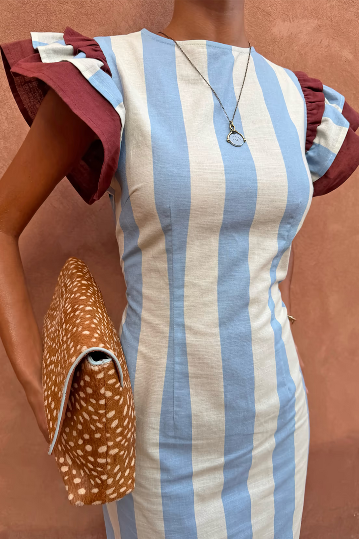 Never Fully Dressed Blue Stripe Alena Midi Dress