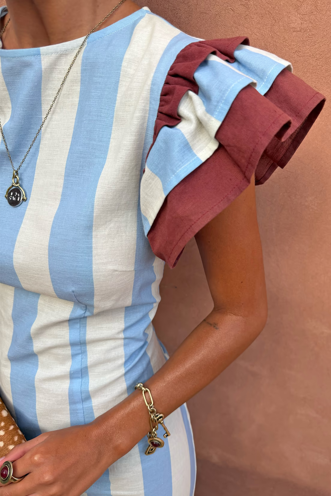 Never Fully Dressed Blue Stripe Alena Midi Dress
