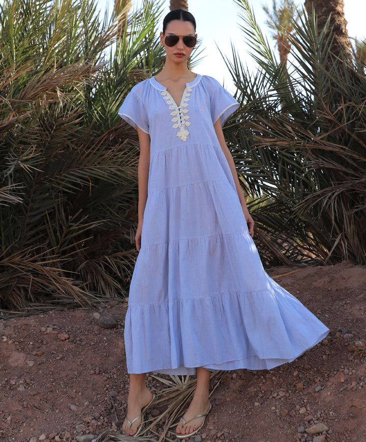 Rose and Rose Camelia Maxi Dress Blue Stripe