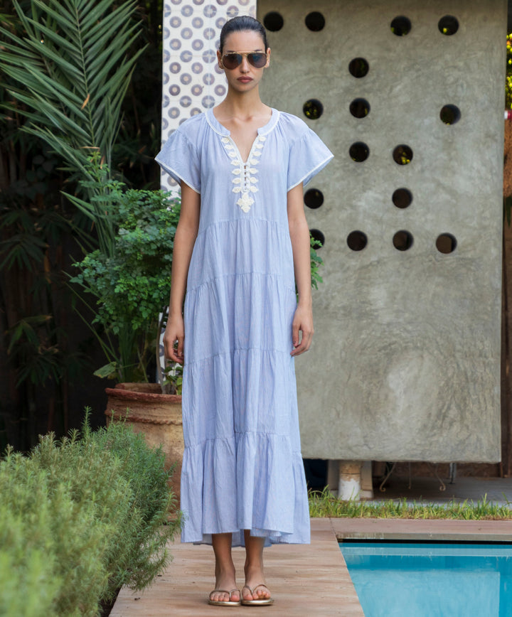 Rose and Rose Camelia Maxi Dress Blue Stripe