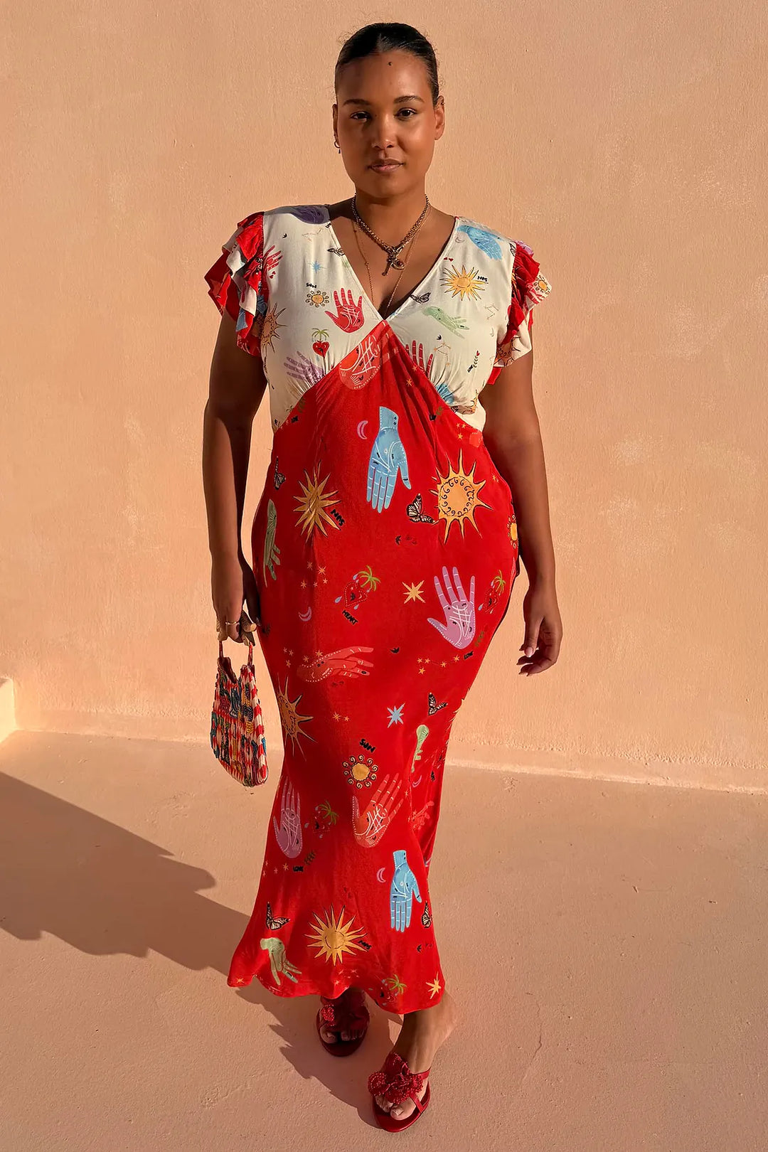 Never Fully Dressed Red Celestial Midi Dress