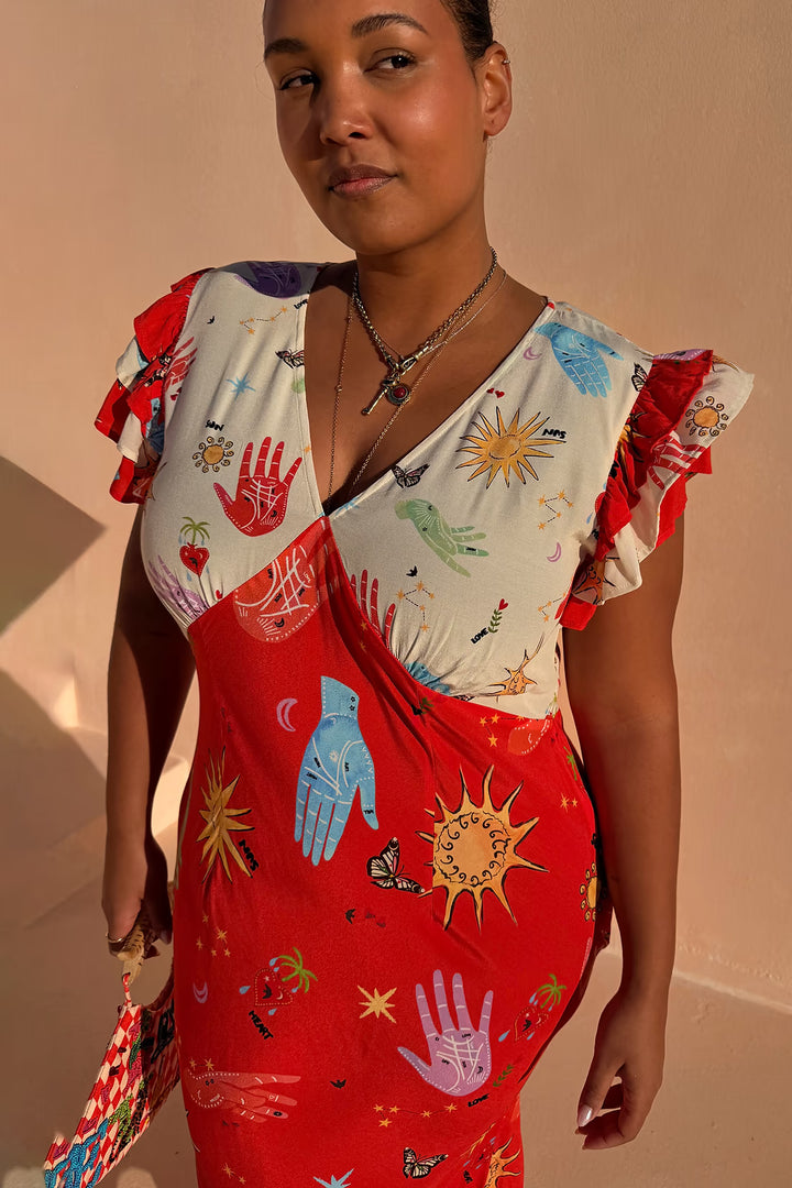 Never Fully Dressed Red Celestial Midi Dress