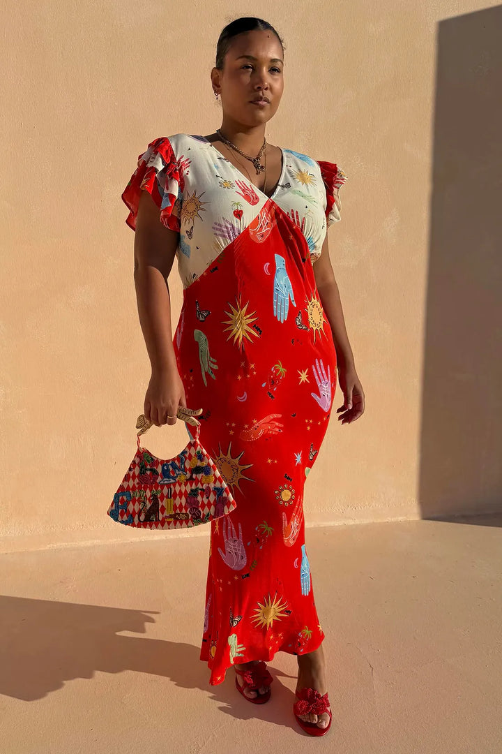 Never Fully Dressed Red Celestial Midi Dress