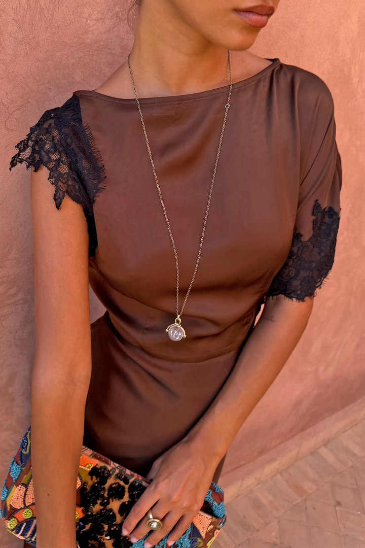Never Fully Dressed Chocolate and Black Lace Fearne Dress
