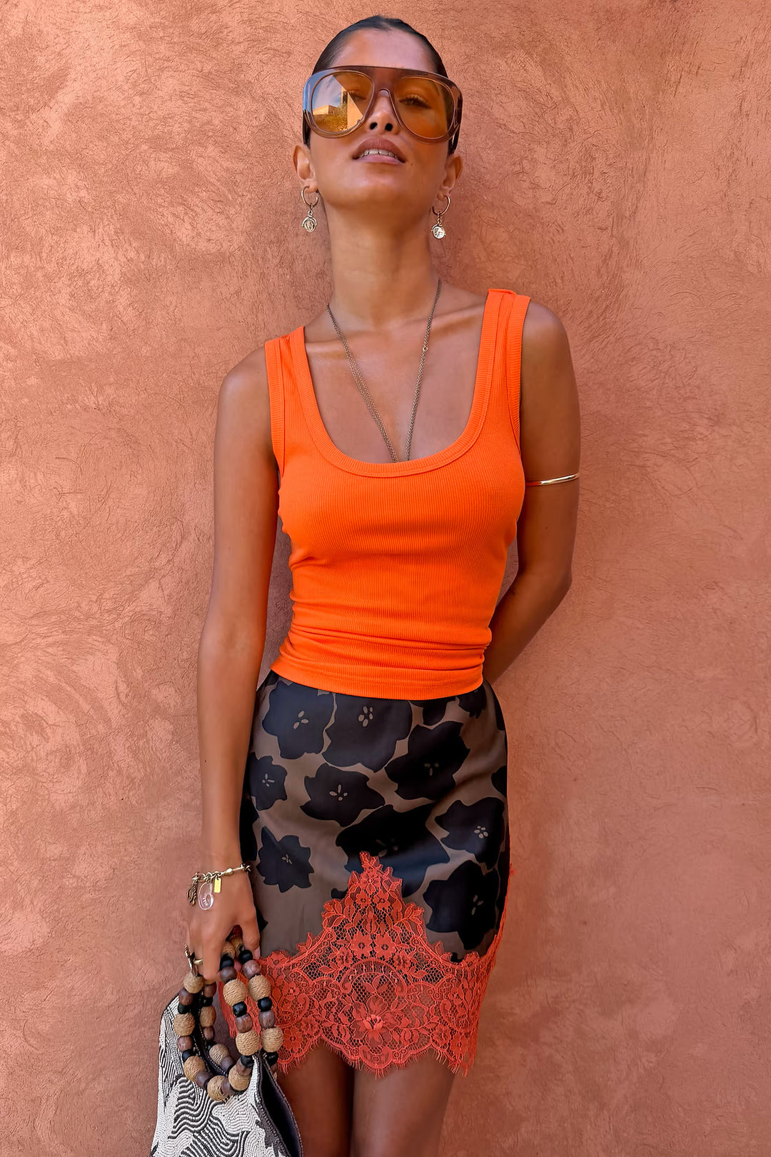 Never Fully Dressed Coral Scoop Neck Rib Tank
