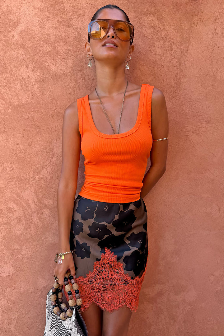 Never Fully Dressed Coral Scoop Neck Rib Tank