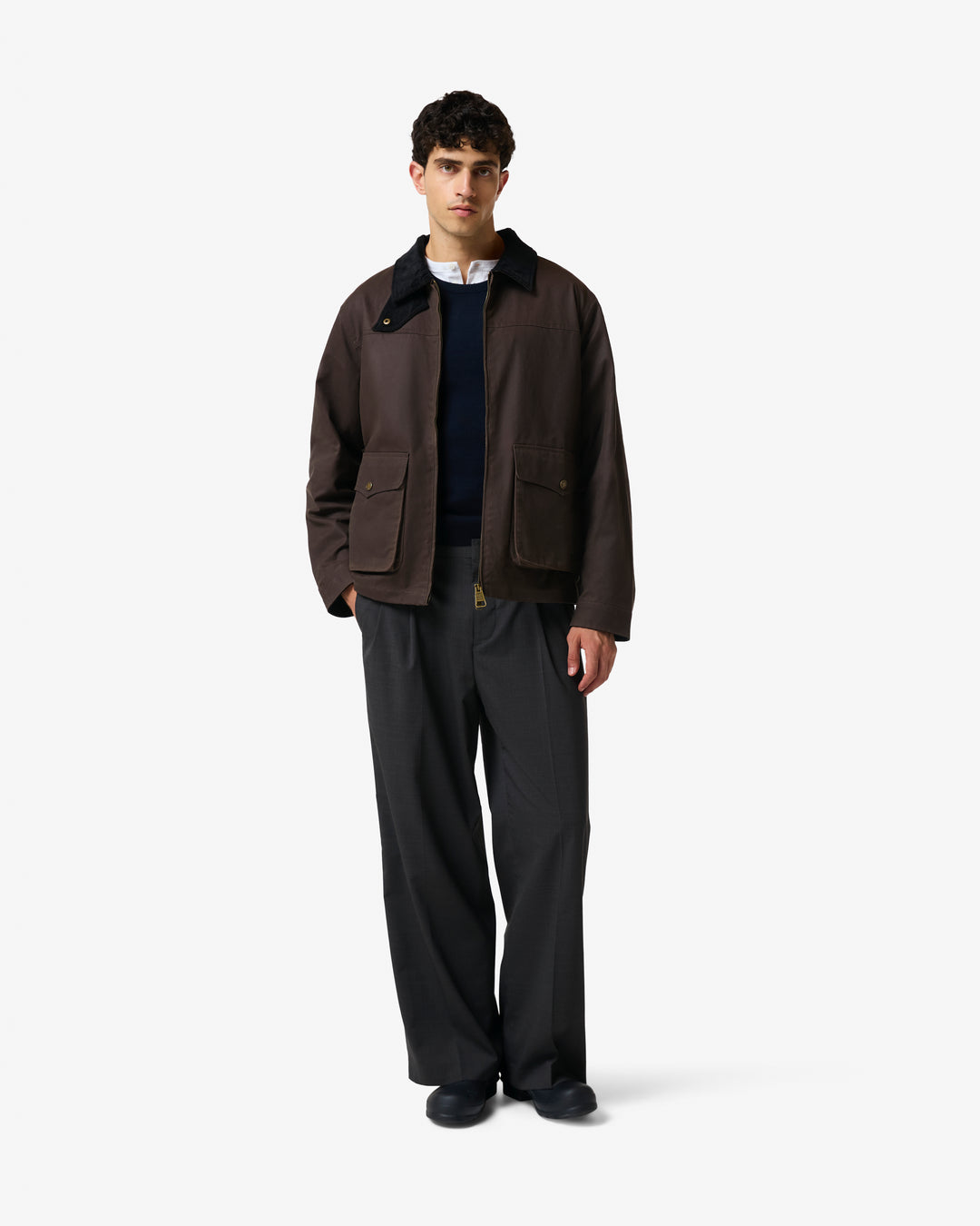 DUGGAN OVERSIZED WAXED JACKET CHOCOLATE BROWN