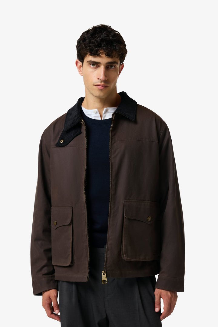 DUGGAN OVERSIZED WAXED JACKET CHOCOLATE BROWN