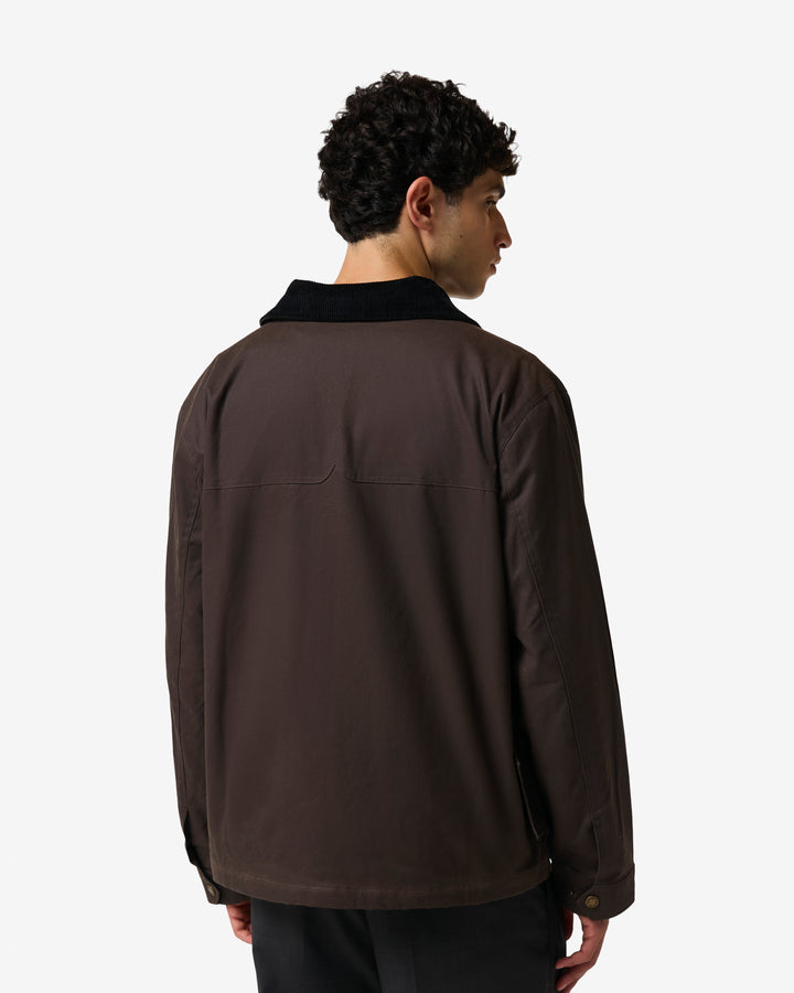 DUGGAN OVERSIZED WAXED JACKET CHOCOLATE BROWN