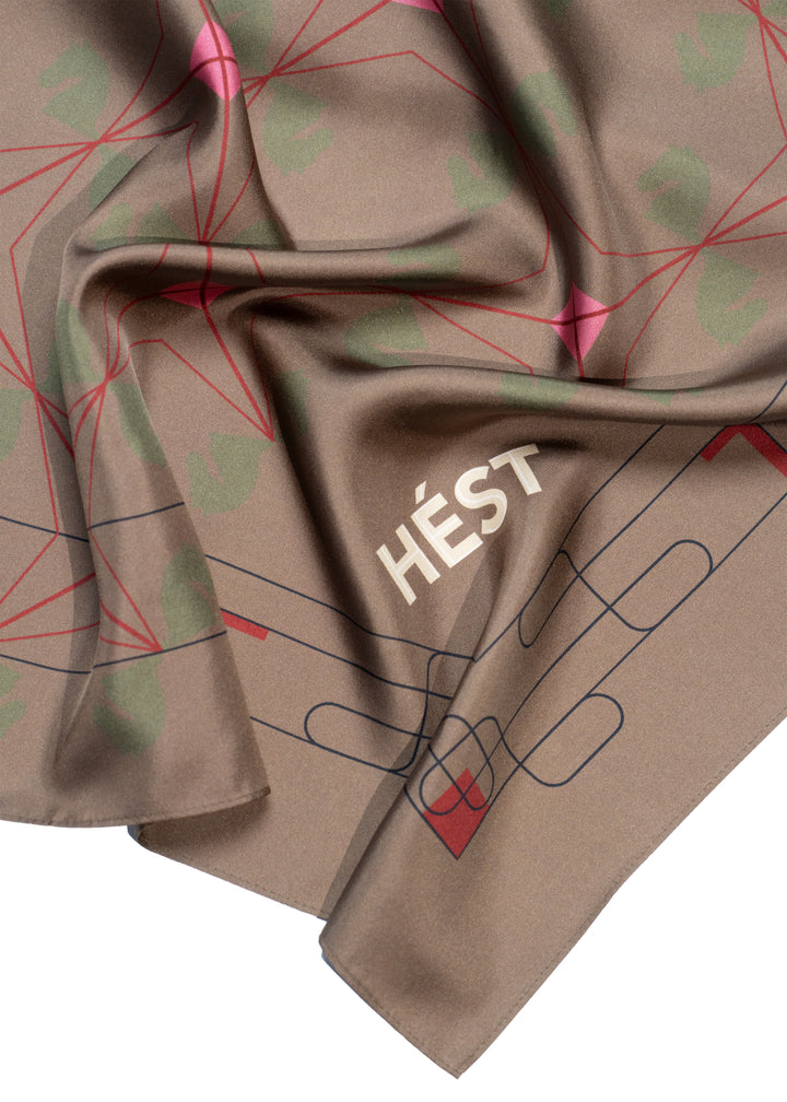 Hést ELIZA Silk Scarf Small Dark Earth
