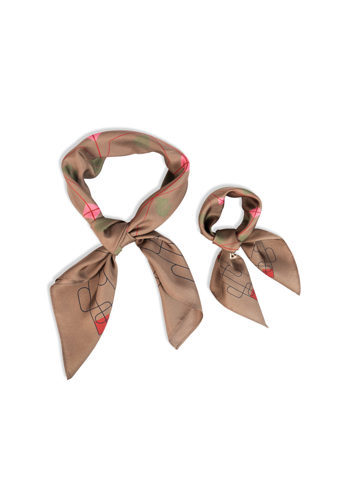 Hést ELIZA Silk Scarf Small Dark Earth