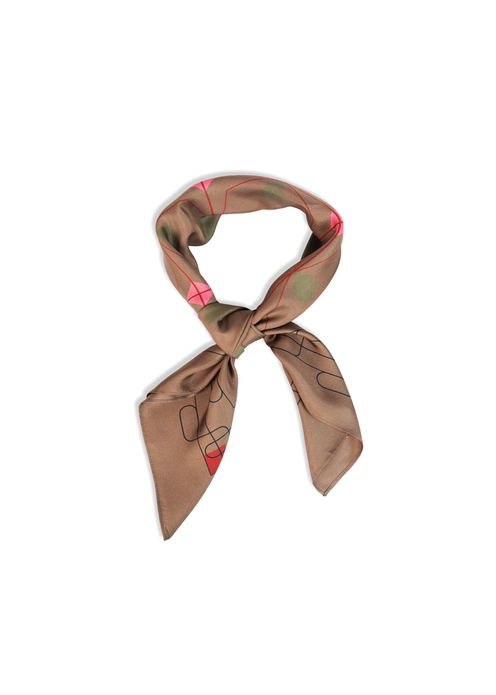 Hést ELIZA Silk Scarf Small Dark Earth