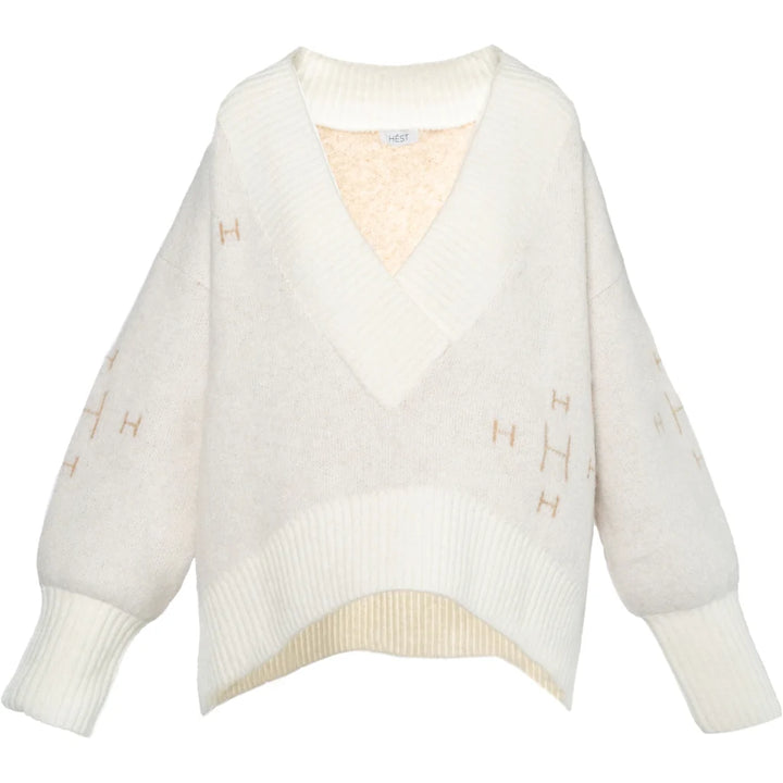 HÉST FAM V-NECK SWEATER WHITE