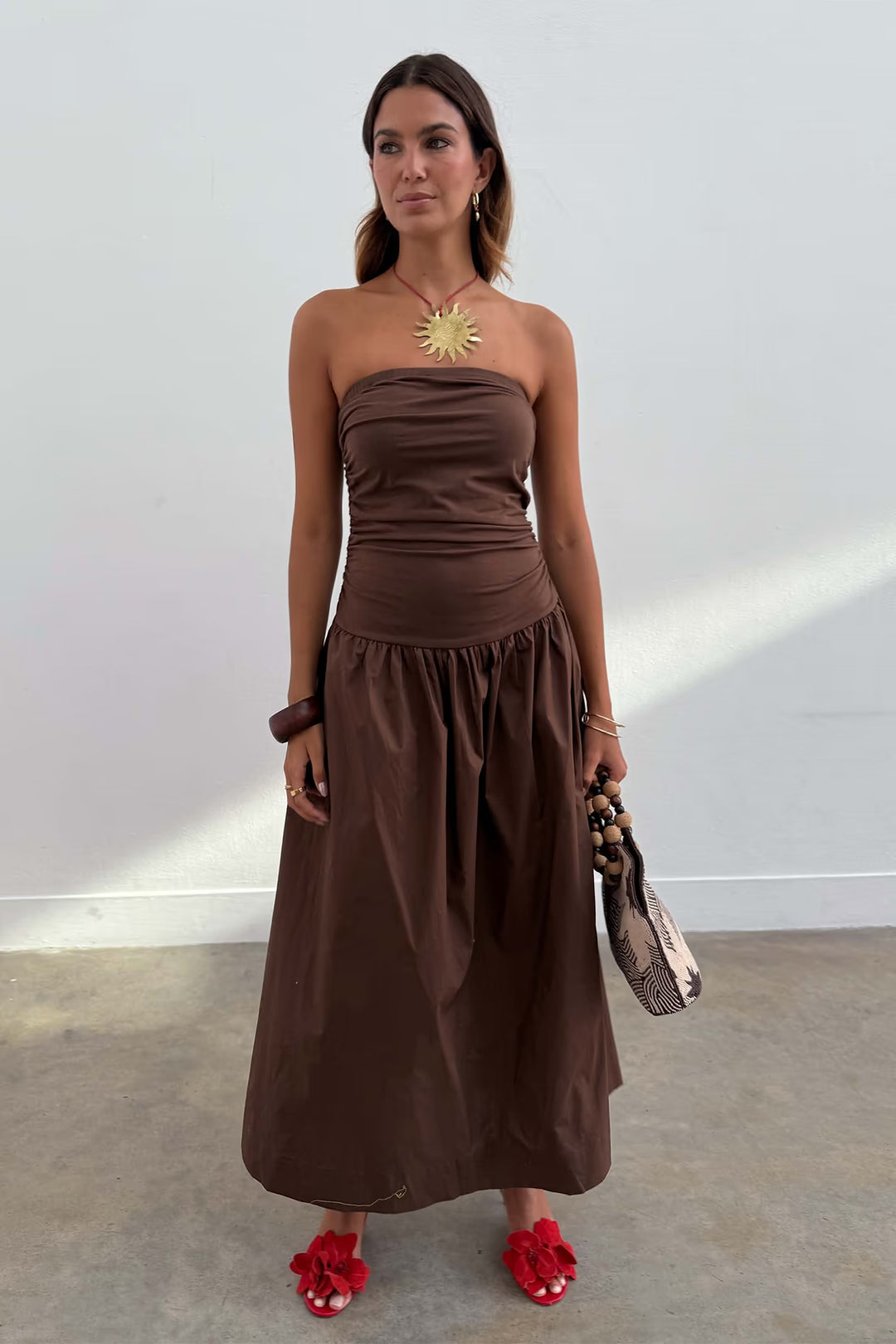 Never Fully Dressed Chocolate Lola Mid-axi Dress