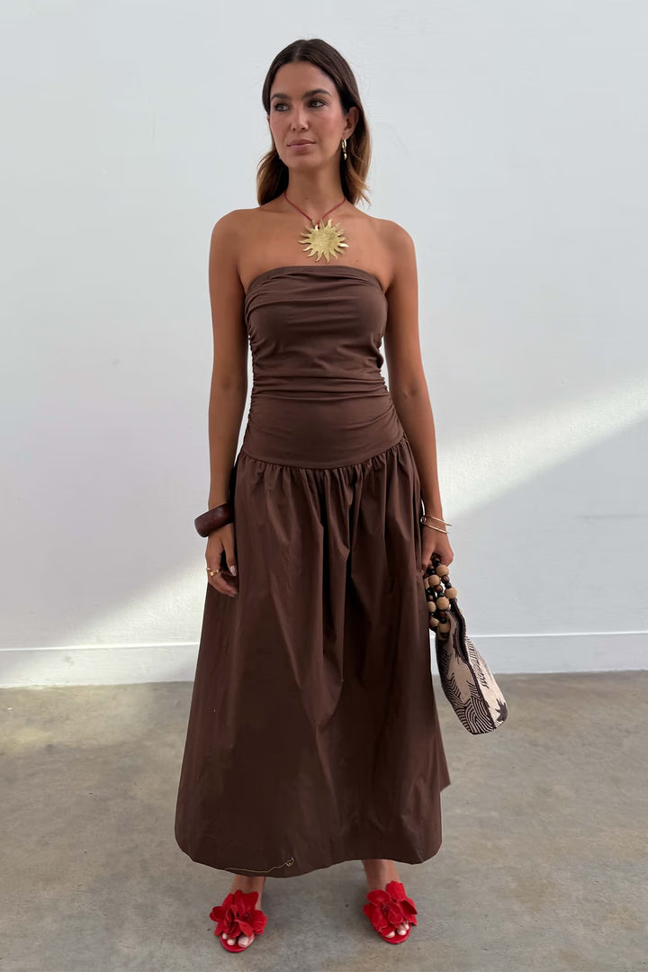 Never Fully Dressed Chocolate Lola Mid-axi Dress