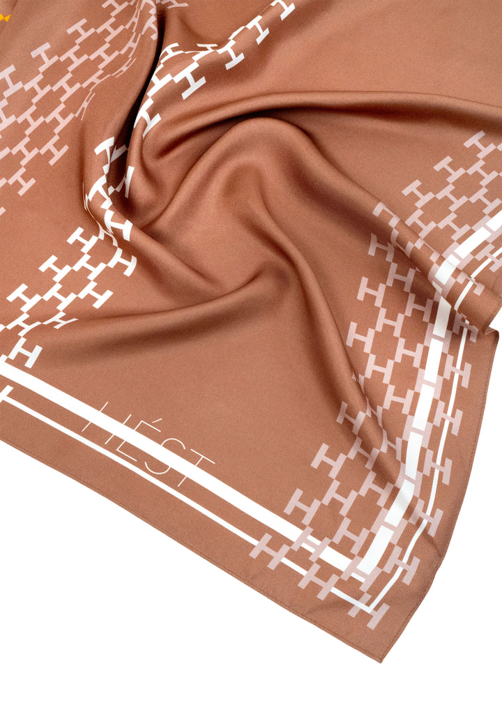 HÉST ISADORA Silk Scarf Large Mocca Mousse