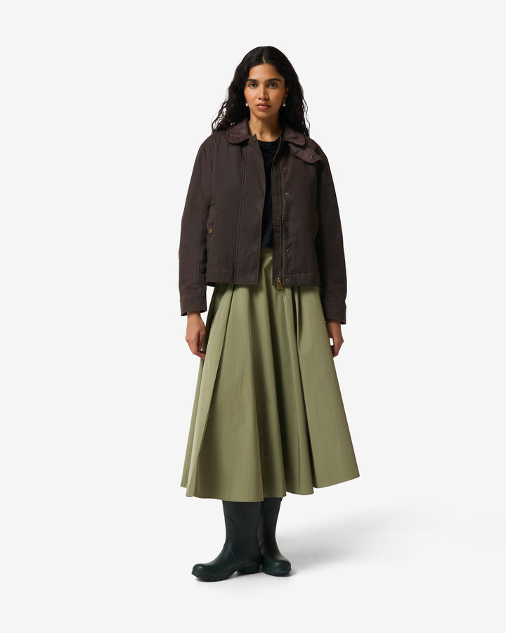 LEITH WAXED JACKET CHOCOLATE BROWN
