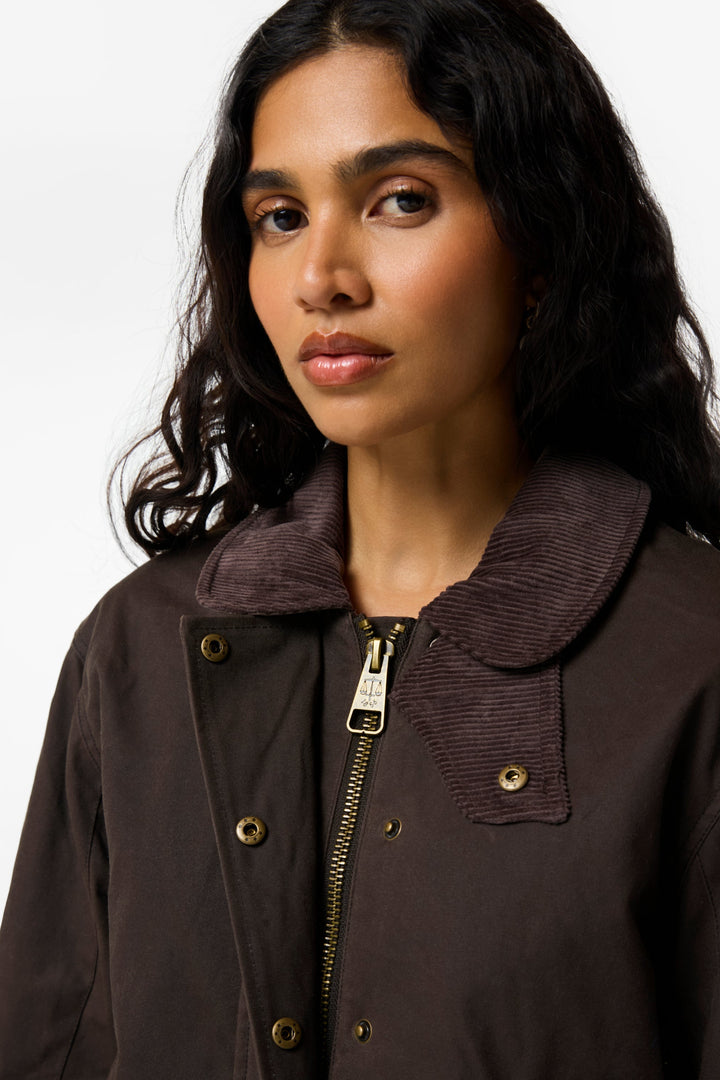 LEITH WAXED JACKET CHOCOLATE BROWN