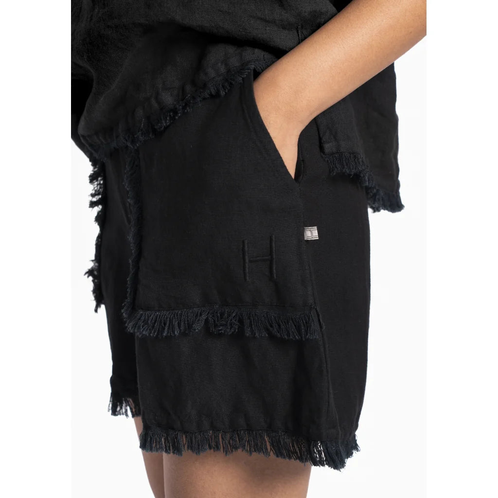 HÉST LILA LINEN SHORTS BLACK