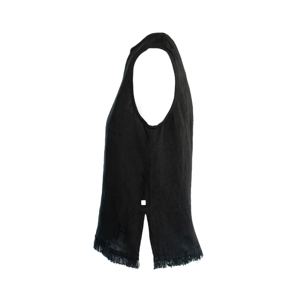 HÉST LILA LINEN TOP BLACK