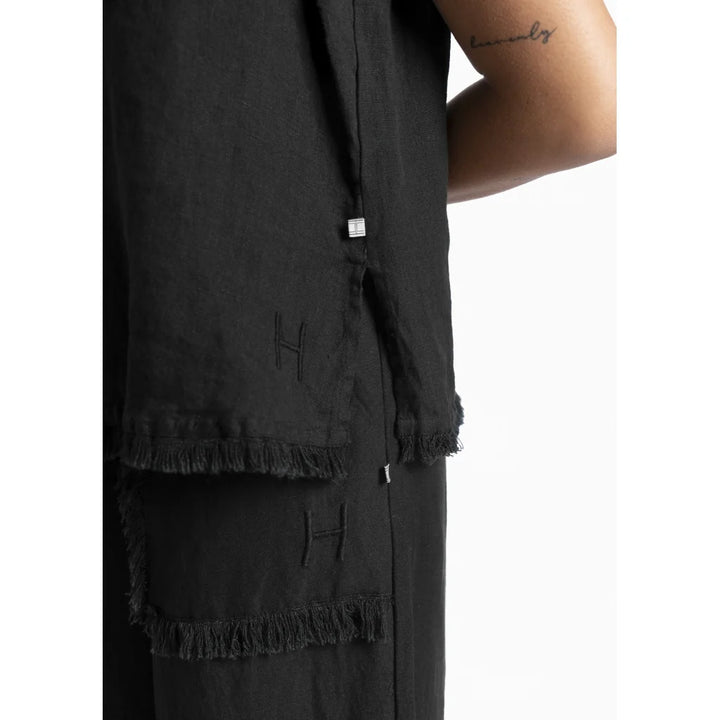 HÉST LILA LINEN TOP BLACK