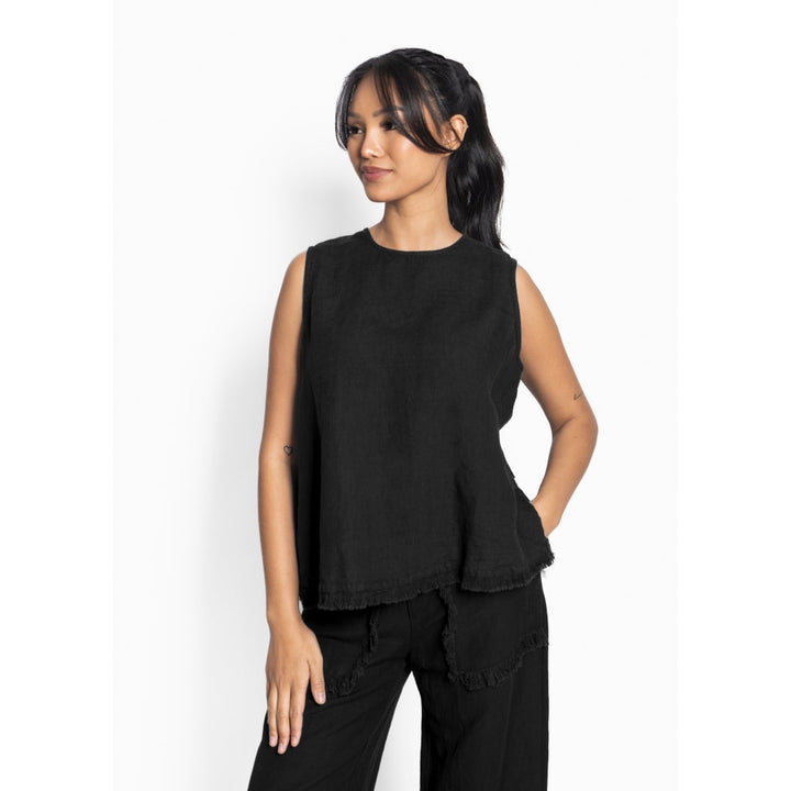 HÉST LILA LINEN TOP BLACK