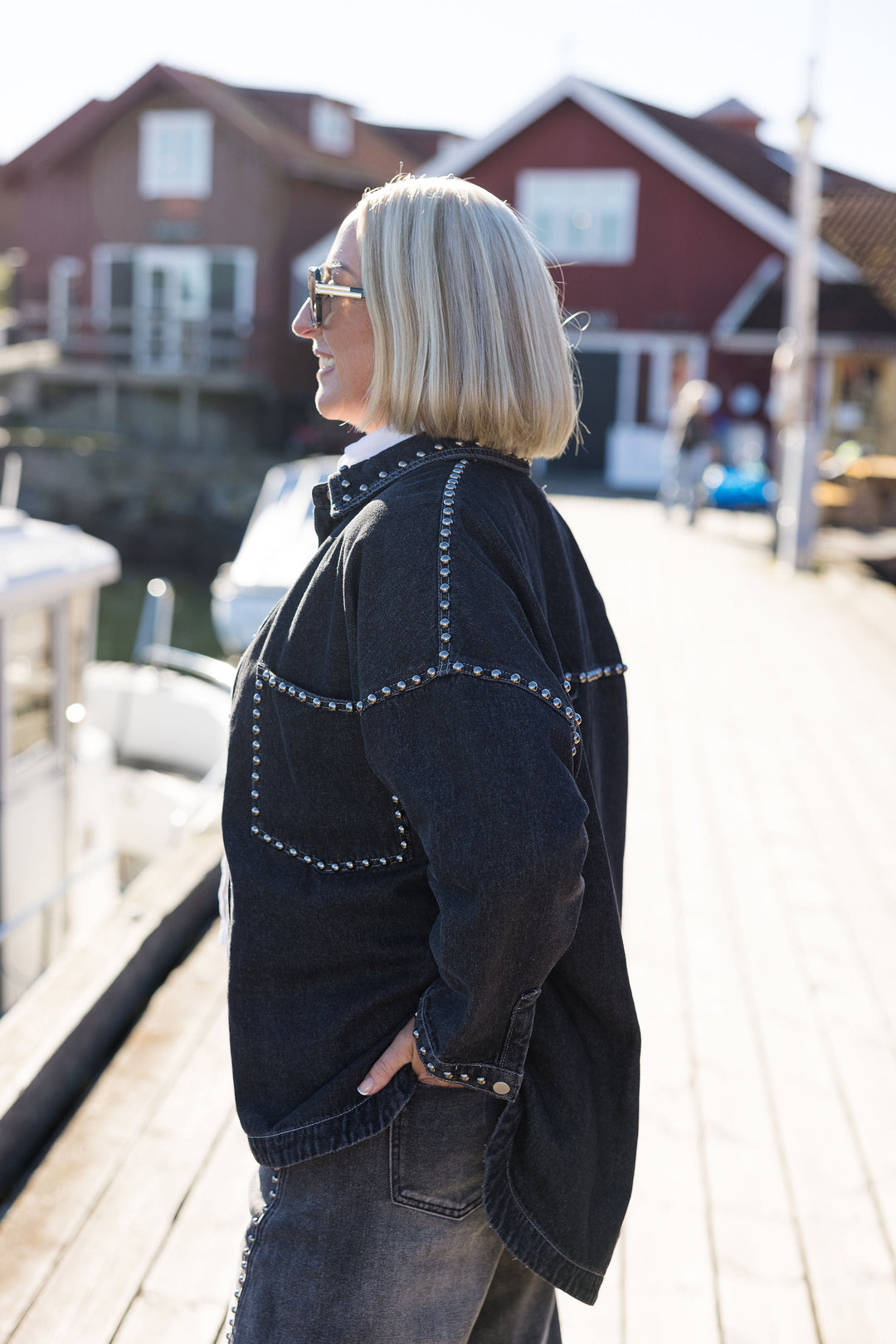 miss goodlife Denim Blouse Grey Studs