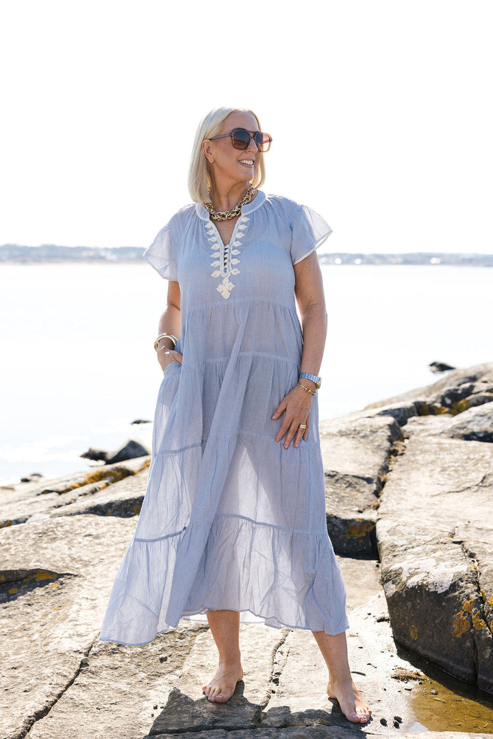 Rose and Rose Camelia Maxi Dress Blue Stripe