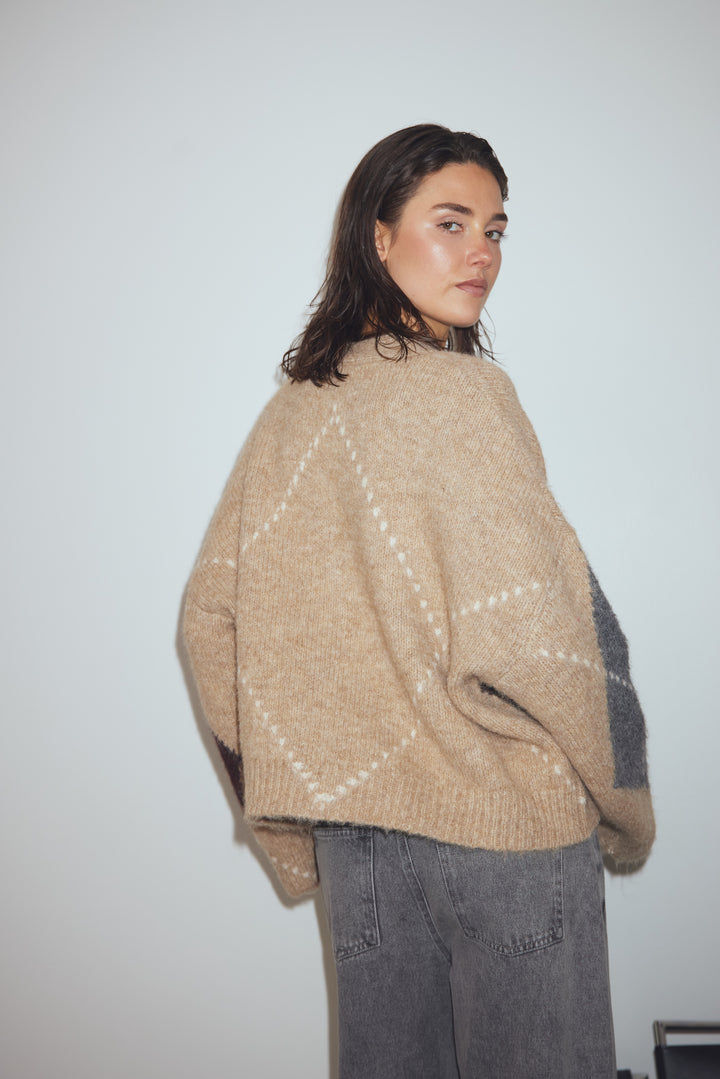 Noella Laiana Knit Cardigan Sand Melange