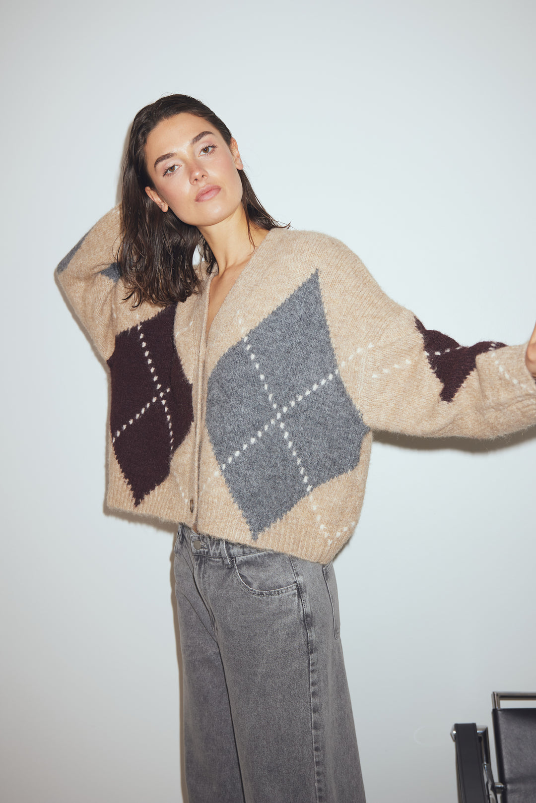 Noella Laiana Knit Cardigan Sand Melange