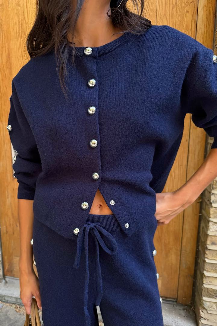 Navy Studded Cardigan