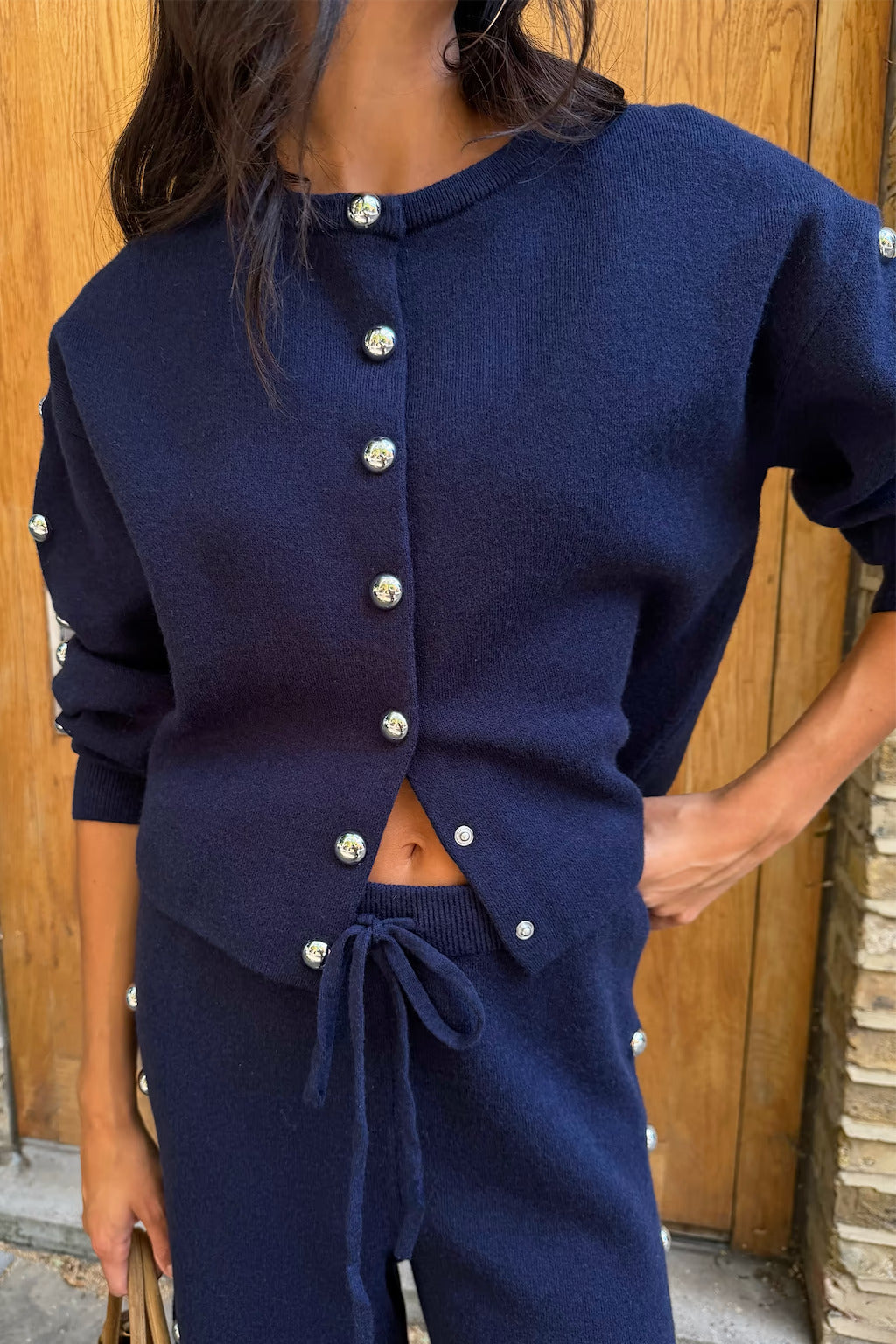 Navy Studded Cardigan