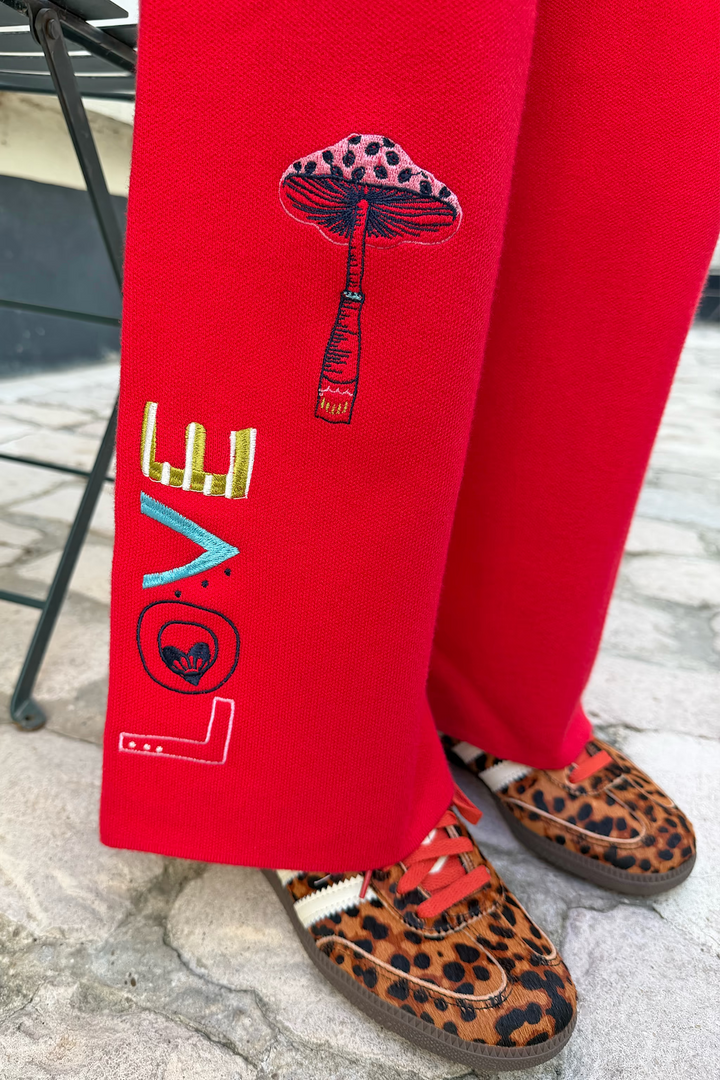 Red Amore Wide Leg Knit Joggers