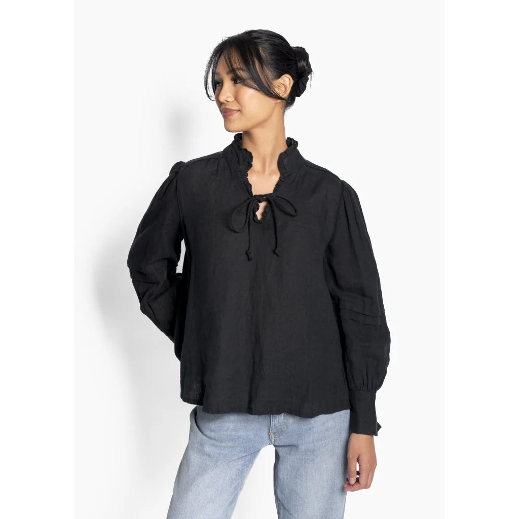 HÉST SARI Linen BLOUSE BLACK