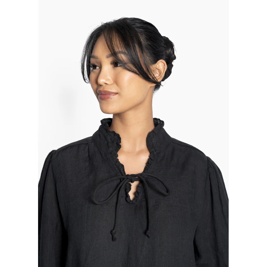 HÉST SARI Linen BLOUSE BLACK